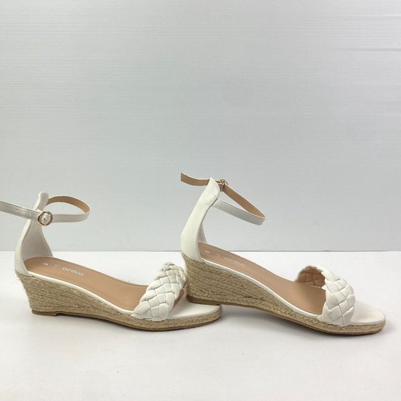 BNWOT Anko Wedges Size 8 White Braided 7cm high Strappy - Picture 6 of 10